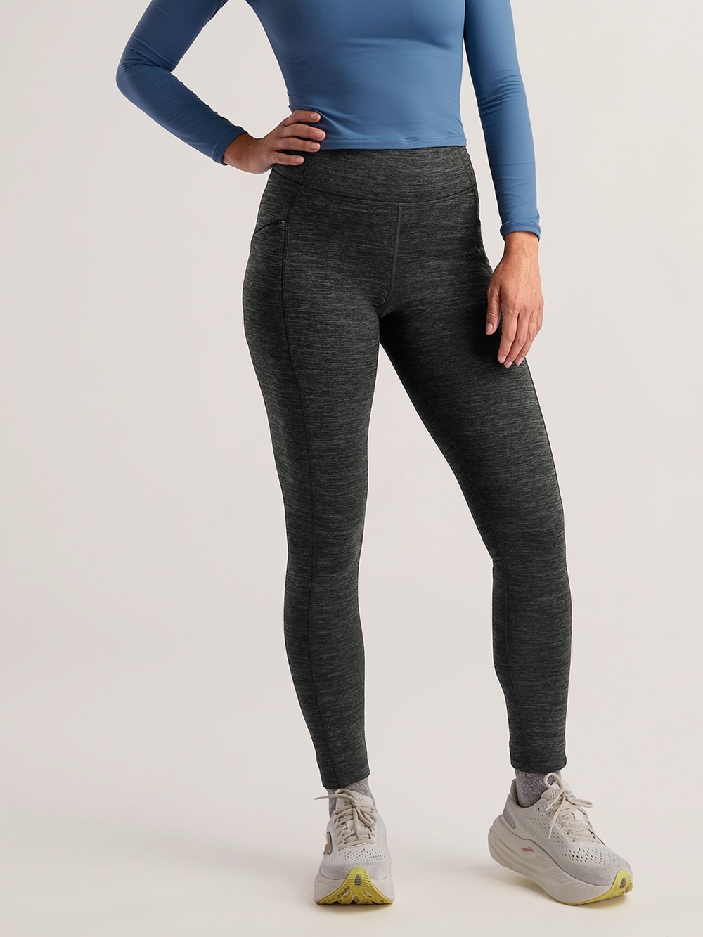 Title Nine Crash Fleece Lined Tights in Charred Grey Size XL